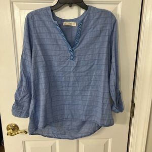Blue Faded Glory Top with button sleeves